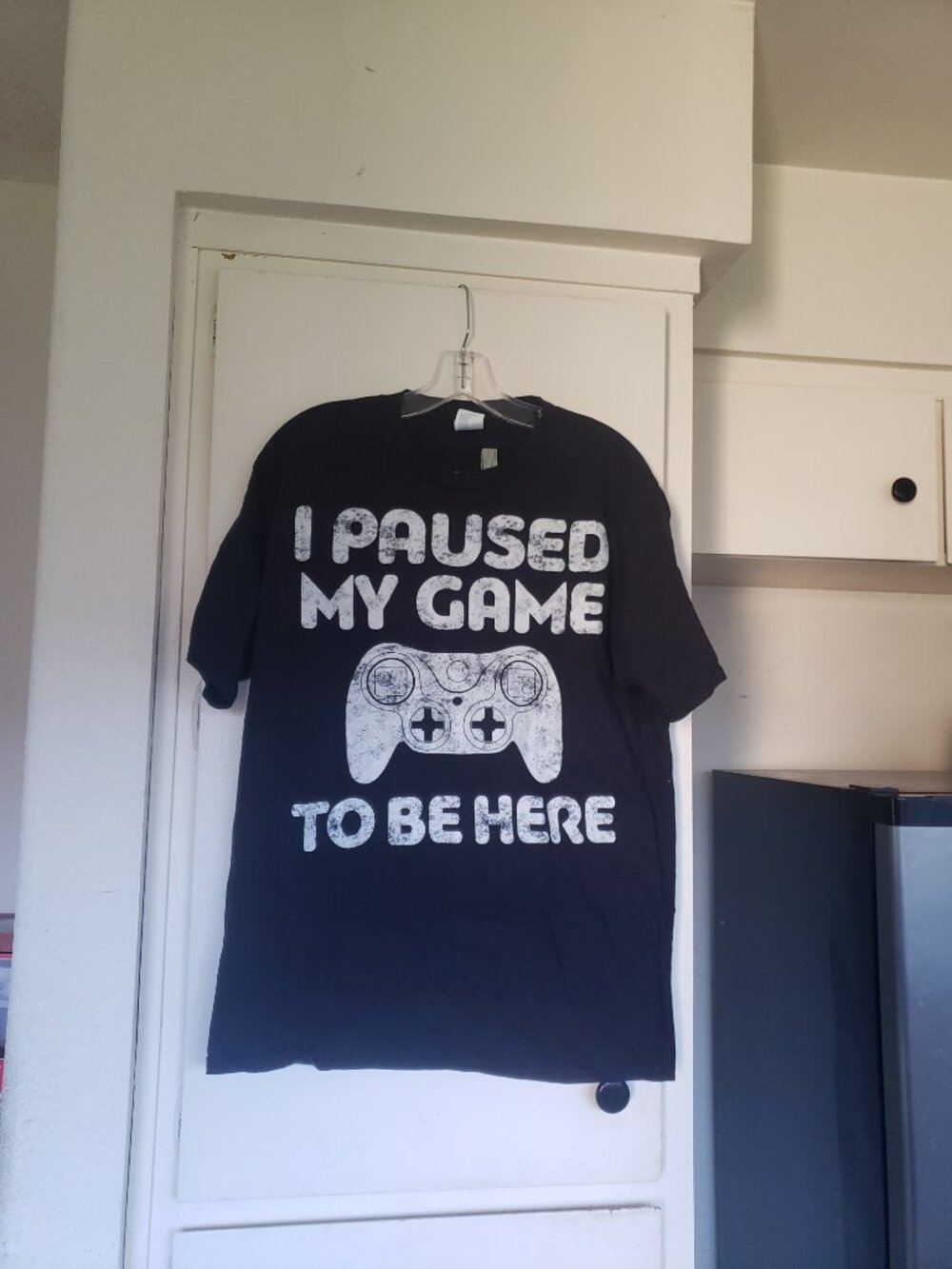 Port Company Black t-shirt with White Writing Size Large